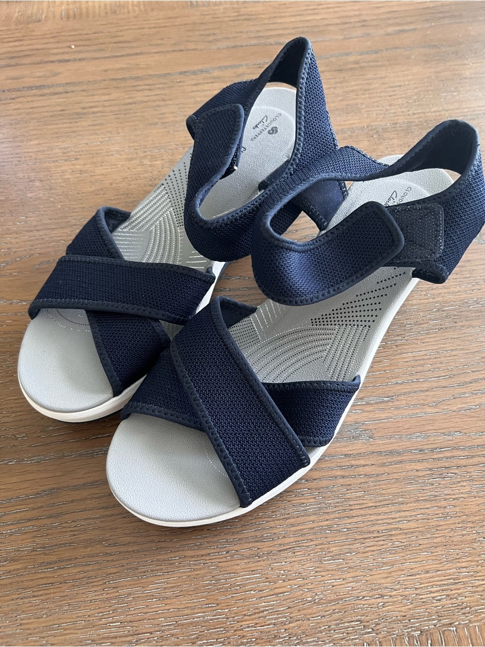 Clarks Navy Cloudsteppers Step Cali Skye Strappy Wedge Sandals